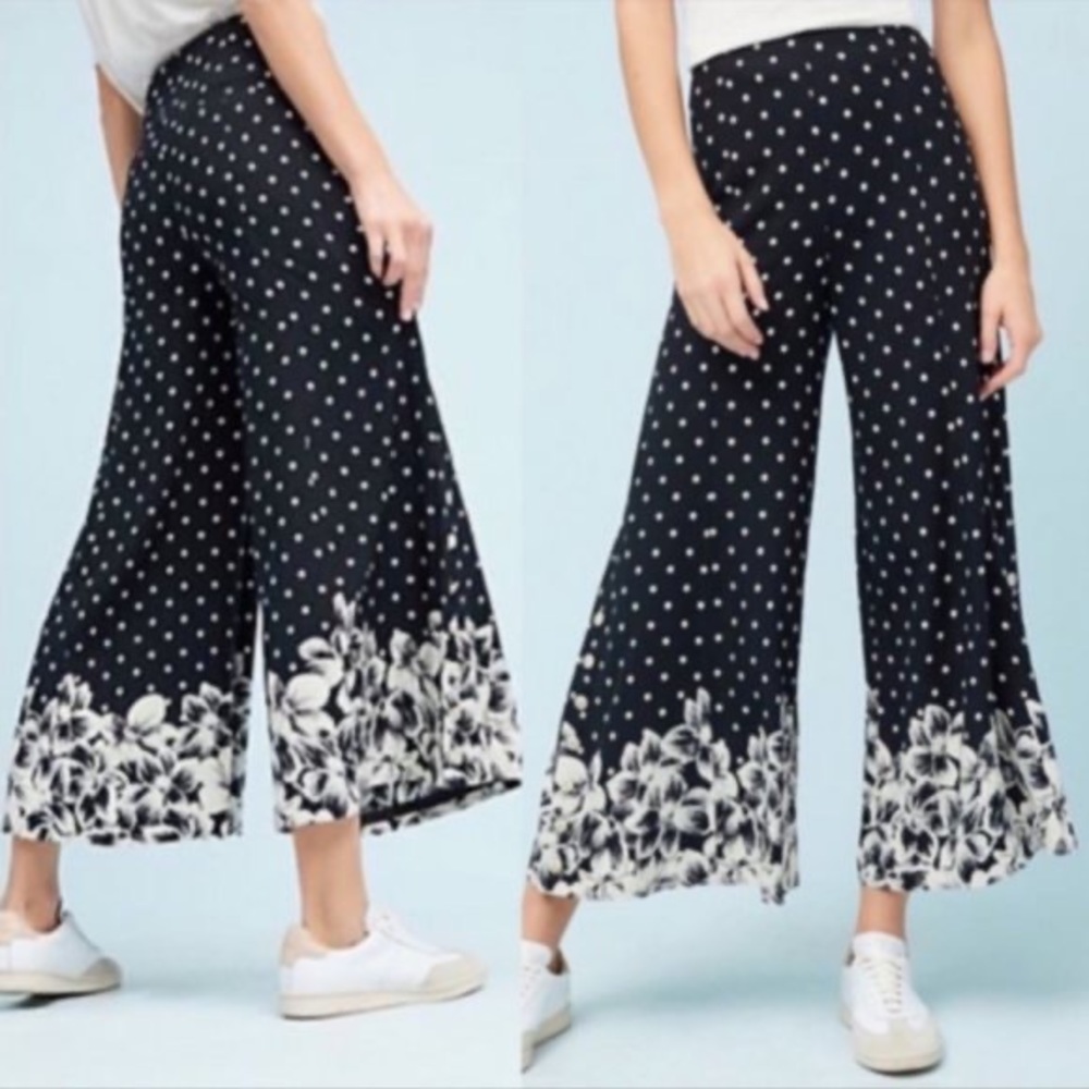 Anthropologie Ett Twa Chesapeake Wide Leg Pants Button Detail EUC 12